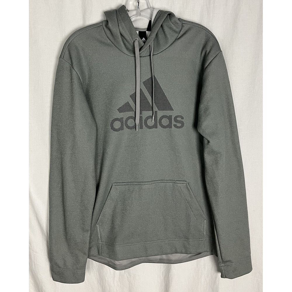 ADIDAS gray athletic Hoodie Sweatshirt men's Size M Kangaroo Pocket